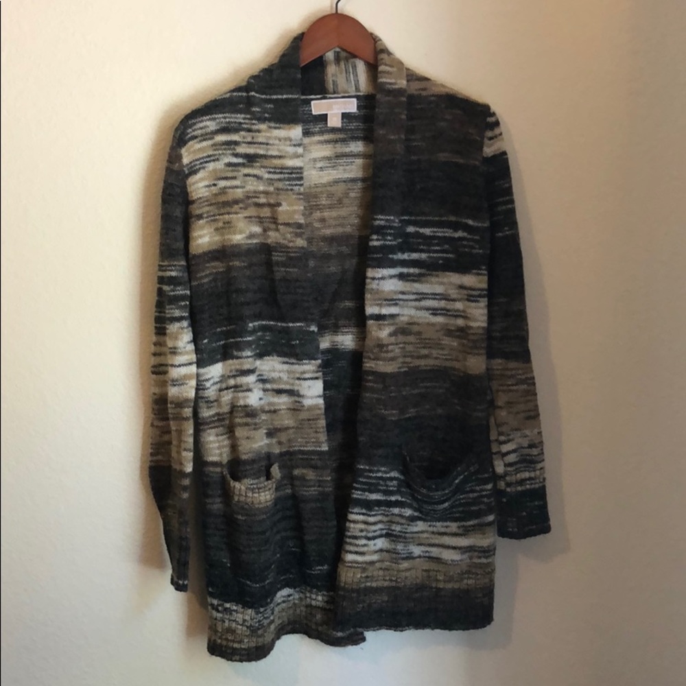 Open-front, long Michael Kors striped duster cardigan sweater (missing belt!)